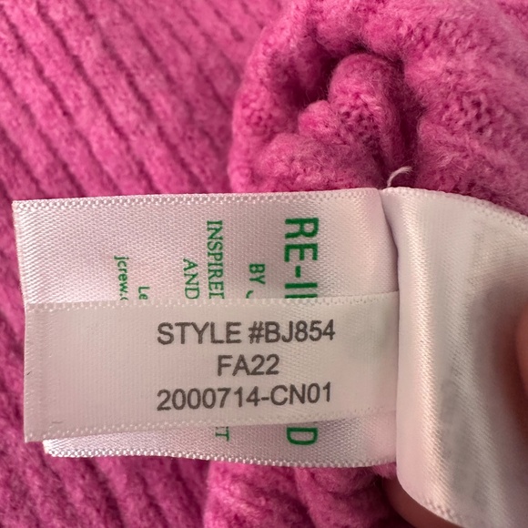 J. Crew Factory Pink Ribbed puff sleeve sweater in extra soft yarn Wool blend M - Picture 12 of 16